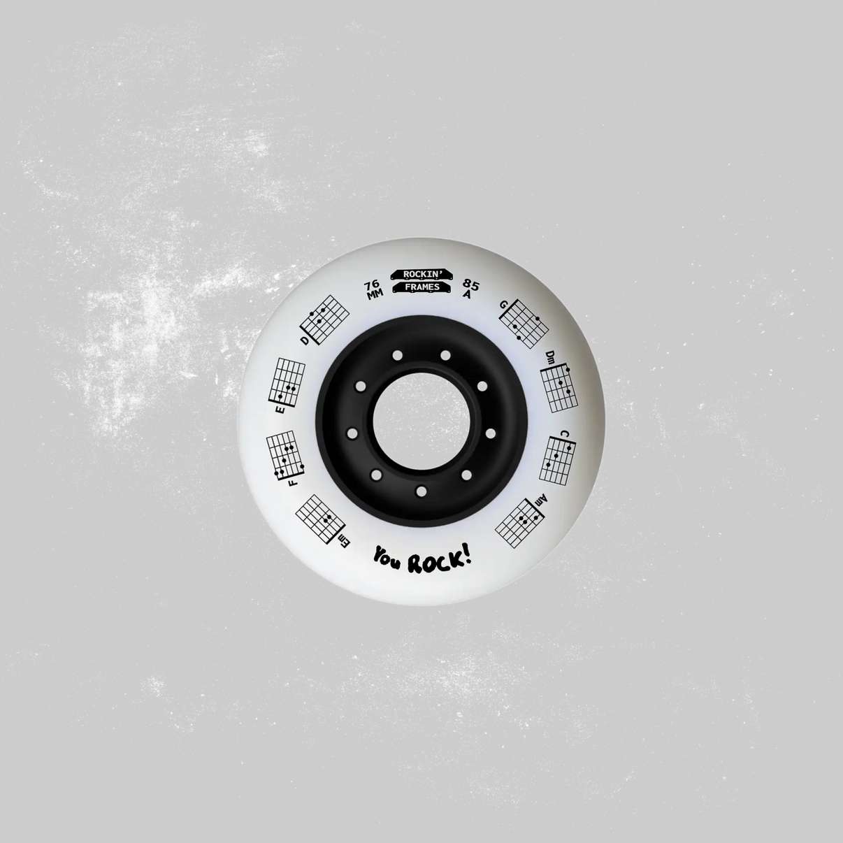 rockin' frames 76mm wheels 85A round profile rockin' rocking wheels inline skate wheels white