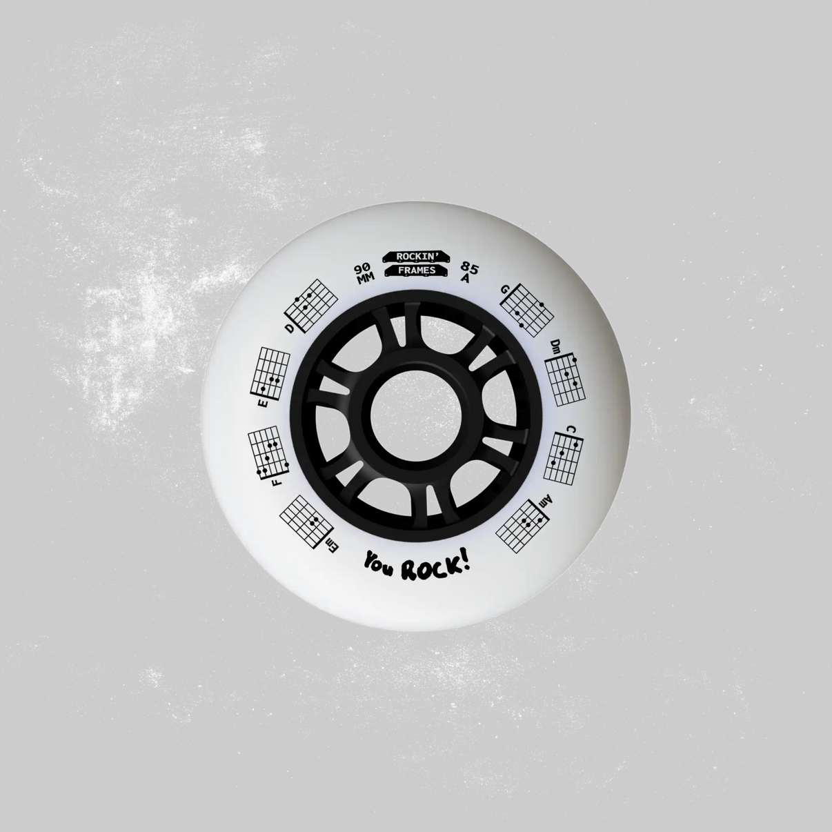 rockin' frames 90mm wheels 85A bullet profile rockin' rocking wheels inline skate wheels white